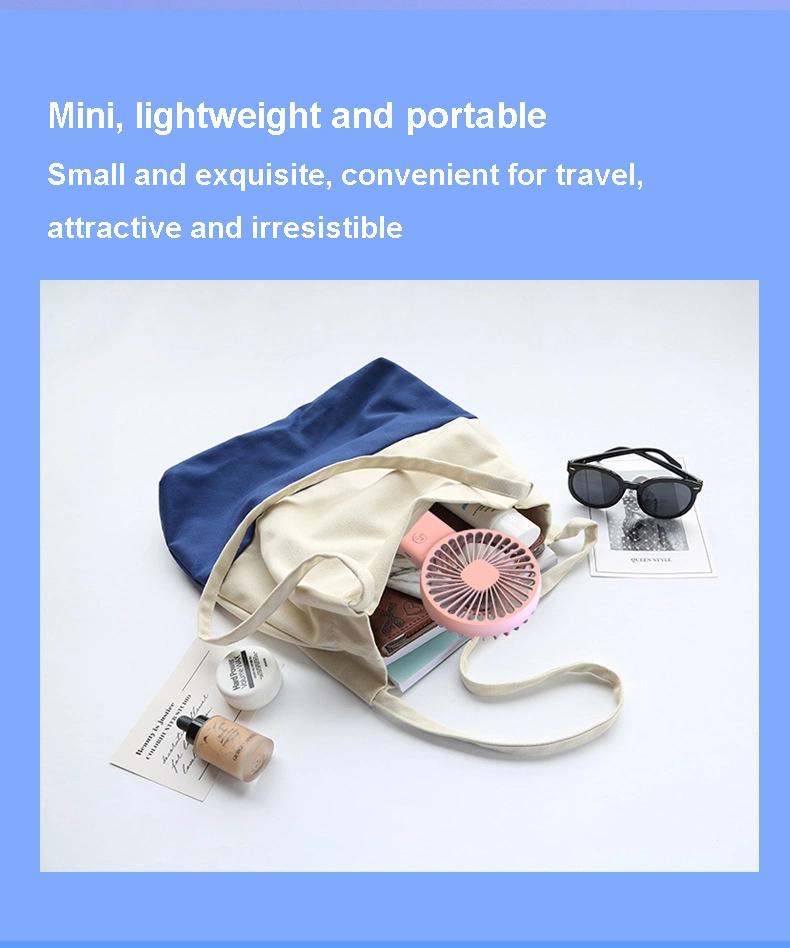 2023 New Handheld Fan USB Charging Small Fan Portable Mini Dormitory Desktop Silent Gift Logo