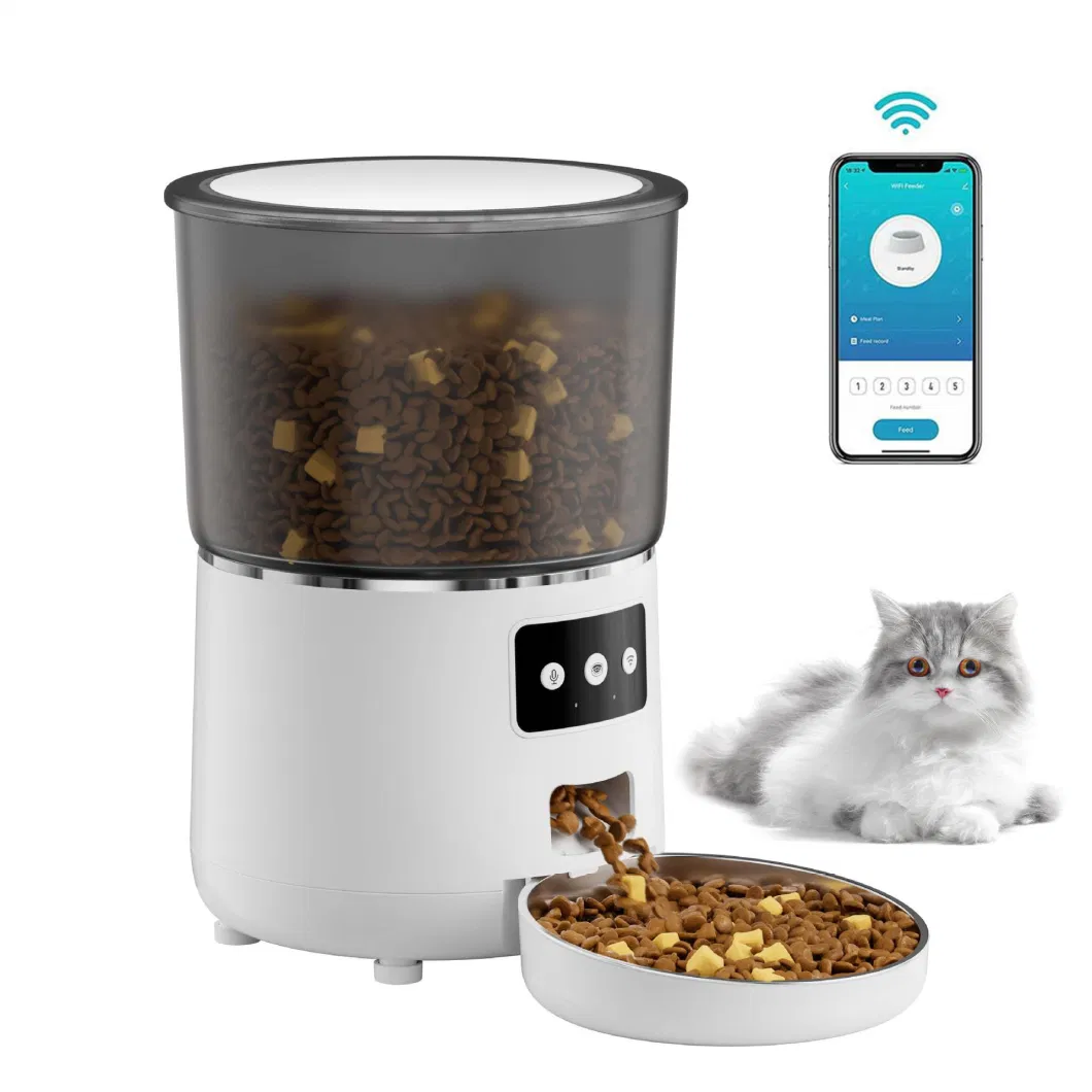 2024 New Tuya APP Remote Control Dry Food Dispenser WiFi Intelligent Automatic Pet Feeder with Stainless Steel Bowl for Cats and Dogs