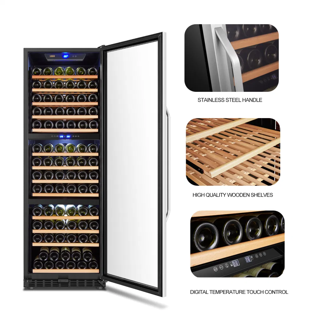 181cm Height 143 Bottles Triple Temperature Zone Built-in/Free-Standing Wine Cabinet/ Cellar/Wine Fridge/Wine Cooler/Wine Refrigerator