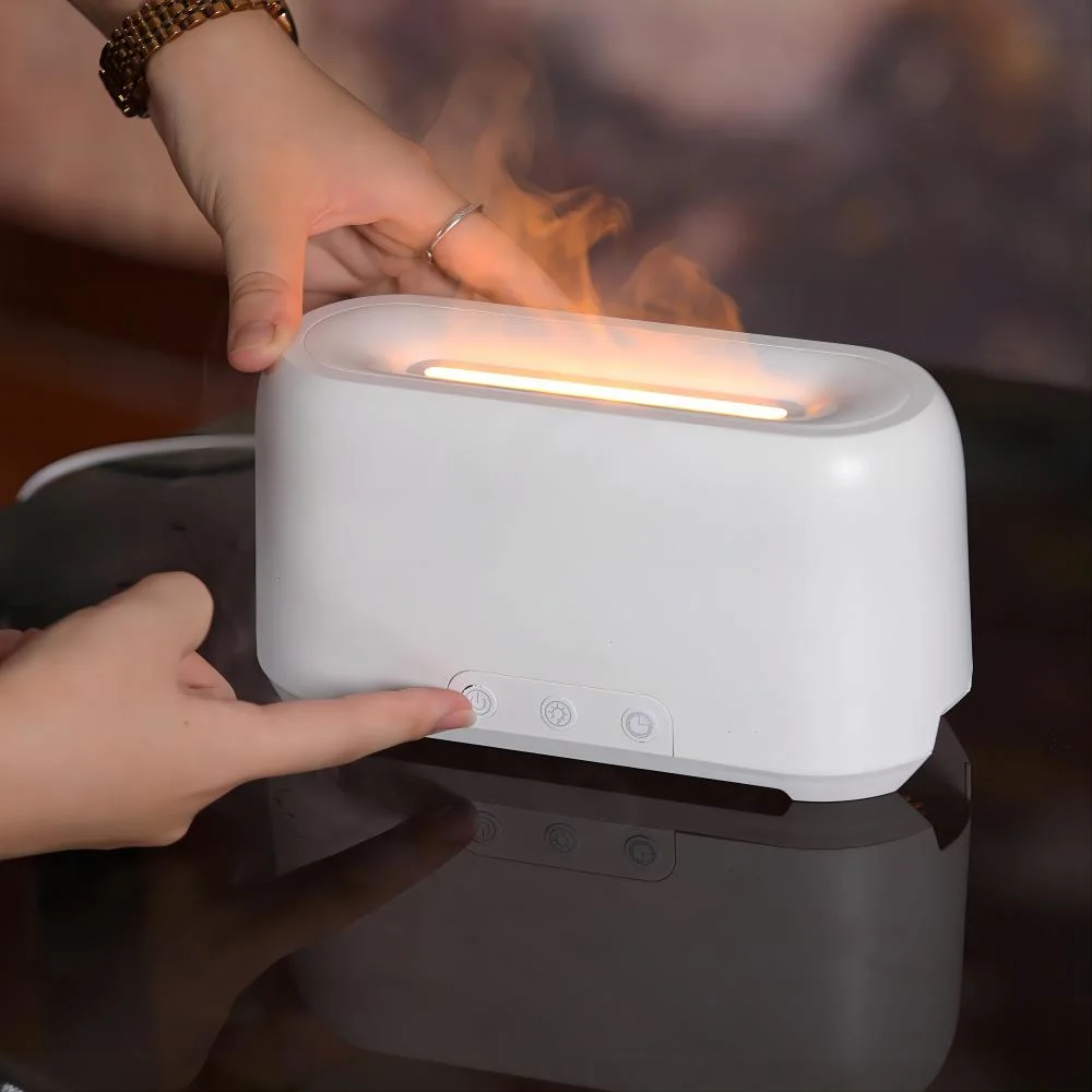 2023 Popular Flame Diffuser Night Light Gift Set Decor Fire Flame Humidifier Ultrasonic Cool Mist Fire Humidifier