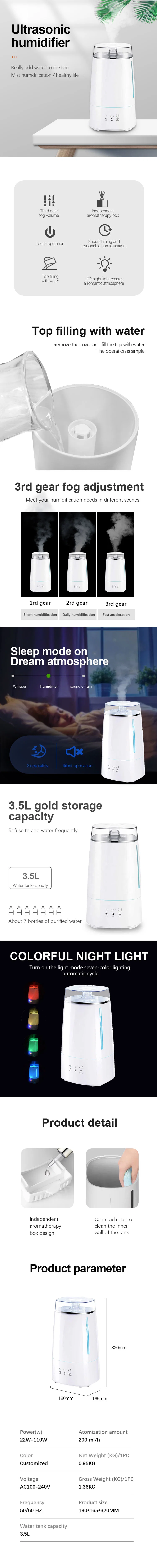 Cool Mist Smart Night Light Ultrasonic Humidifier