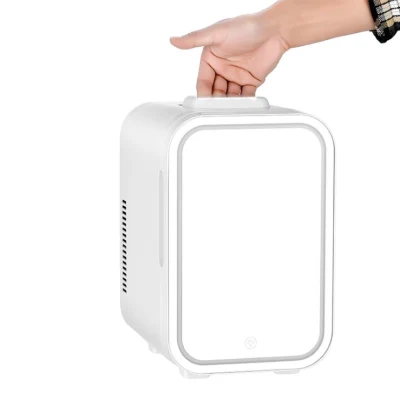 4L refrigerador portátil cosmético, Mini refrigerador de maquillaje, Panel de vidrio e iluminación LED, refrigerador/calentador congelador