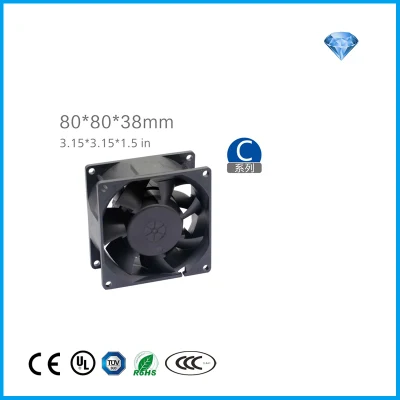 38mm 1200rpm*80*80 Ventilador axial de CC de alta velocidad para control industrial Equipo