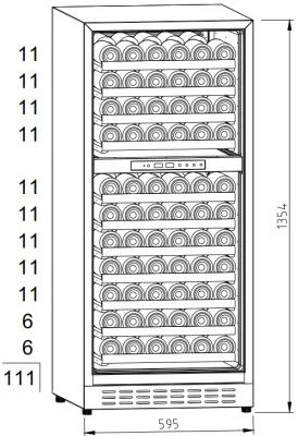 La puerta negra 111 botella vino caja del refrigerador refrigerador Bodega construir en zonas de doble muebles
