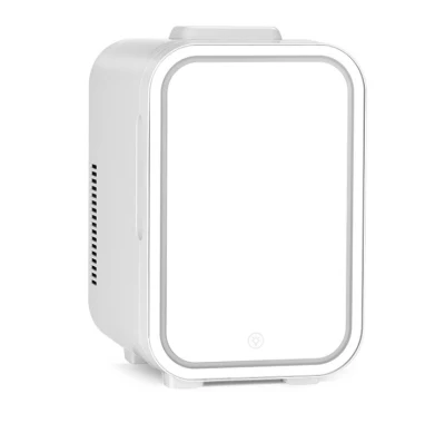 4L refrigerador portátil cosmético, Mini refrigerador de maquillaje, Panel de vidrio e iluminación LED, refrigerador/calentador congelador