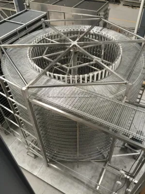 Congelador en espiral/ Congelador rápido en túnel en espiral para mariscos, camarones y pescado IQF industrial.