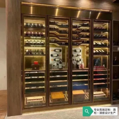  La personalización de gama alta Jiufu Customzied elegante de vidrio estante de vino en la pared construido en enfriadores enfriadores de vino de Champagne Bodega aparato