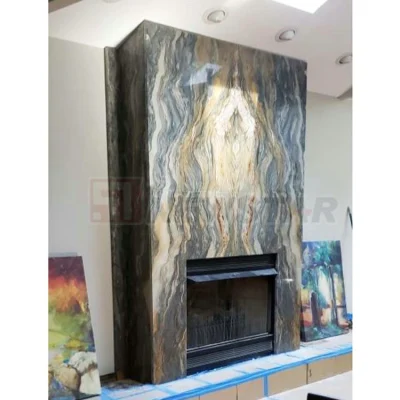  Al por mayor losas de granito mármol Chimenea de granito Mantel de chimenea travertino