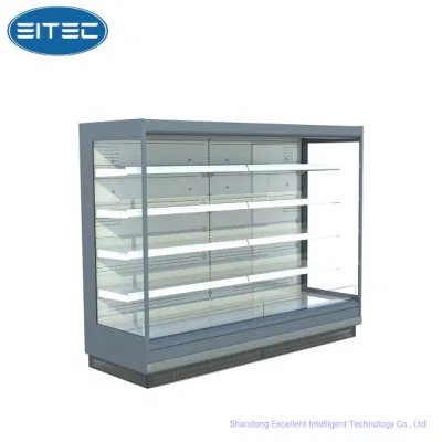 Supermercado mostrador de exposición de tipo abierto en posición vertical del controlador de Carel Multideck Cainet refrigerador