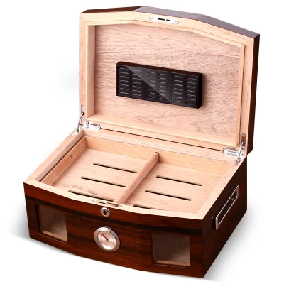 Madera de cedro Humidor de viaje portátil caja caja de cigarros puros Humidor de verificación higrómetro humidificador