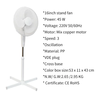 16 pulgadas de pie ventilación Suelo eléctrico refrigeración Ventilador refrigerador de aire