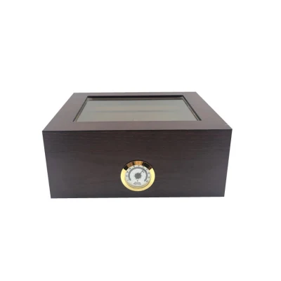  Desktop Humidor caso tiene 25-50 cigarro, Superior de la pantalla de cristal templado, artesanía de madera de cedro español Caja de almacenamiento con divisor, humidificador y caja de puros higrómetro