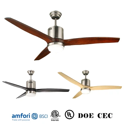  El fabricante más barato de 52 pulgadas 3 cuchillas de ABS de ventilación de escape simple moda LED decorativa Lámpara de mando a distancia del enfriador de aire de refrigeración de lujo Ventilador de techo