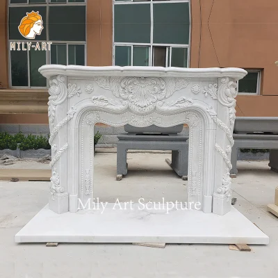  Rococó Barroco estilo barroco hecho a mano de inspiración francesa chimenea de mármol Mantel