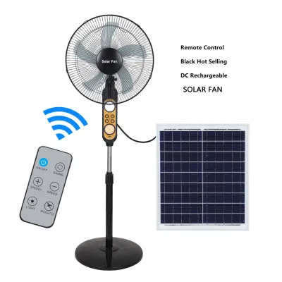  Energía Solar doméstico DC recargable soporte del ventilador Ventilador de piso Iluminación con LED.