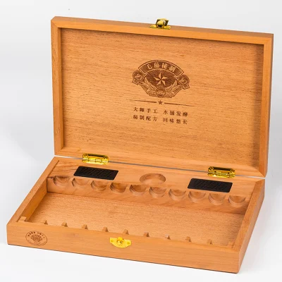  Personalizar la madera de caoba sólida caja de puros con el higrómetro y humidificador
