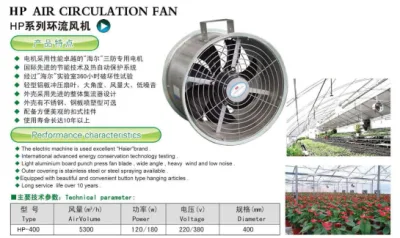 Acero inoxidable el ventilador de circulación la circulación de efecto invernadero circulador de aire del ventilador