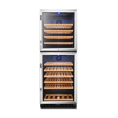  Botellas de 128 compresor de refrigeración Ventilador de dos puertas enfriador de vino