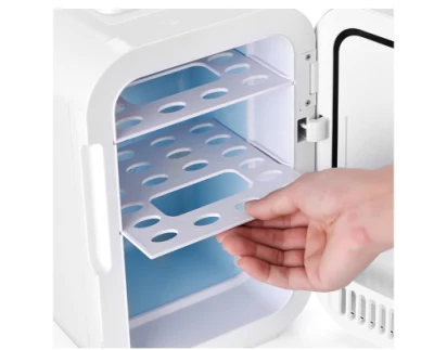 4L refrigerador portátil cosmético, Mini refrigerador de maquillaje, Panel de vidrio e iluminación LED, refrigerador/calentador congelador