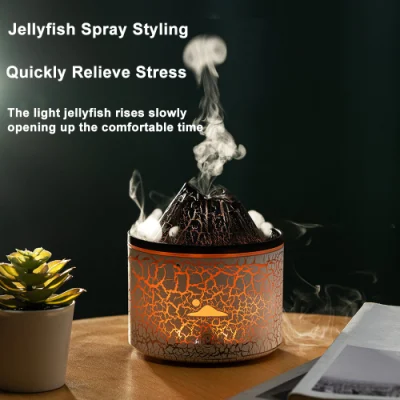 2024 Nuevo 180ml Mini Flame Volcano Aroma Ultrasonic Cool Mist Difusor de medusas