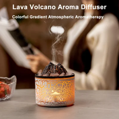 2024 Nuevo 180ml Mini Flame Volcano Aroma Ultrasonic Cool Mist Difusor de medusas