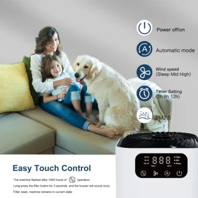 2024 China Factory Wholesale PM2,5 Smart Monitoring Commercial UVC Air Purificador HEPA negativo Home Touch LCD Air Cleaner