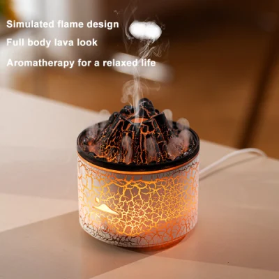 2024 Nuevo 180ml Mini Flame Volcano Aroma Ultrasonic Cool Mist Difusor de medusas