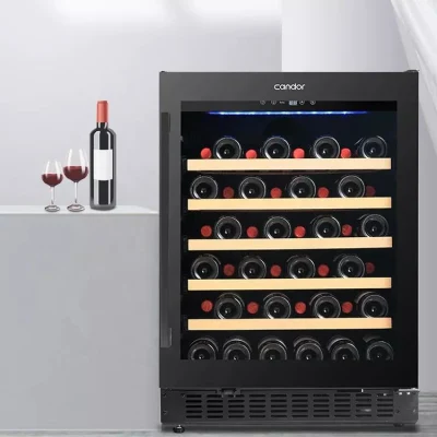 Franqueza botellas personalizadas 46eléctrico de refrigeración del compresor de enfriadores de vino refrigerador con estantes de madera