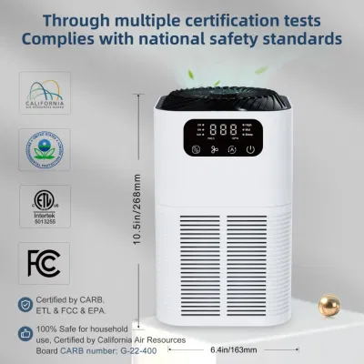2024 Nueva llegada China Anti bacterias Silent Air Cleaner Ionizer Filtro HEPA filtro de sobremesa portátil purificador de aire para el hogar