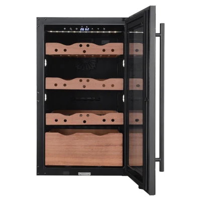 Puerta de vidrio Negro completo enfriador de cigarros Showcase Humidor eléctrico de cigarros Armario