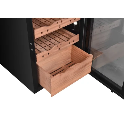 Puerta de vidrio Negro completo enfriador de cigarros Showcase Humidor eléctrico de cigarros Armario