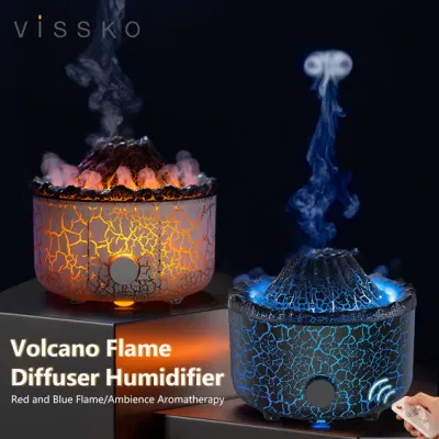  Nuevo diseño Flama volcánica Lavava Aroma Diffuser OEM Personalización al por mayor Difusor de aromaterapia de sobremesa con luz nocturna
