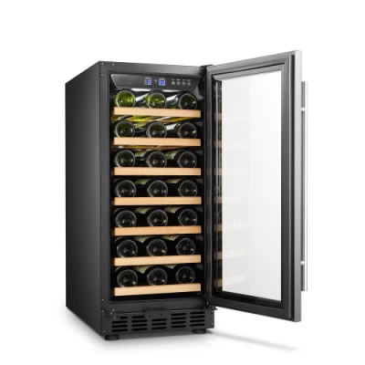Undercounter pequeña bodega construida en una zona compacta de la puerta de cristal enfriador de vino