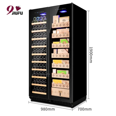 Vino nevera Humidor Cigarro, nevera de vino Grande Humidor Cigarro, dos lados vino Cigarro refrigerador
