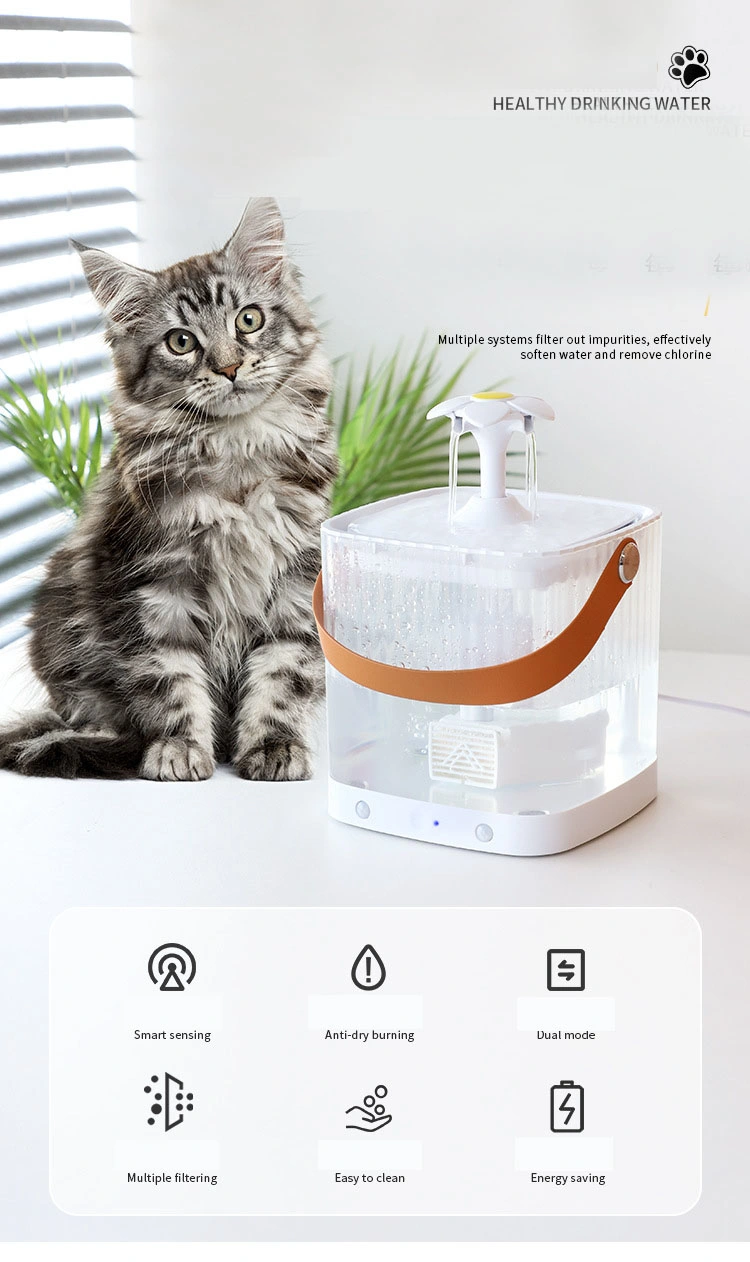 Pet Wireless Electric Automatic Circulation Induction Drink Water Feeder Fountain Basin Dispenser for Cats, Dogs Supplies Products