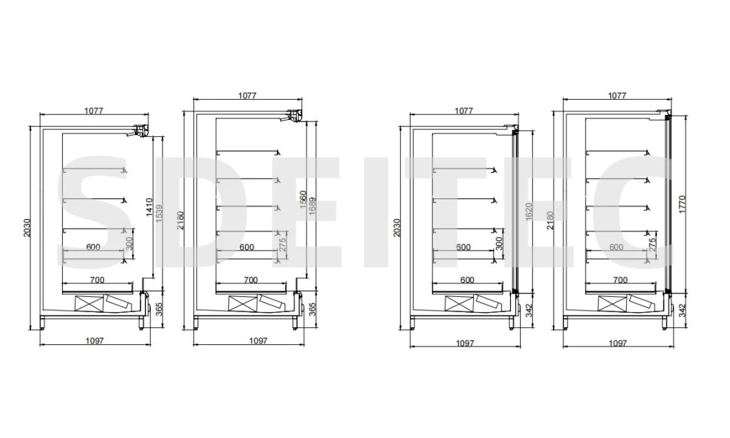 Remote Type Multideck Display Cabinet Upright Carel Controller Commercial Refrigerator