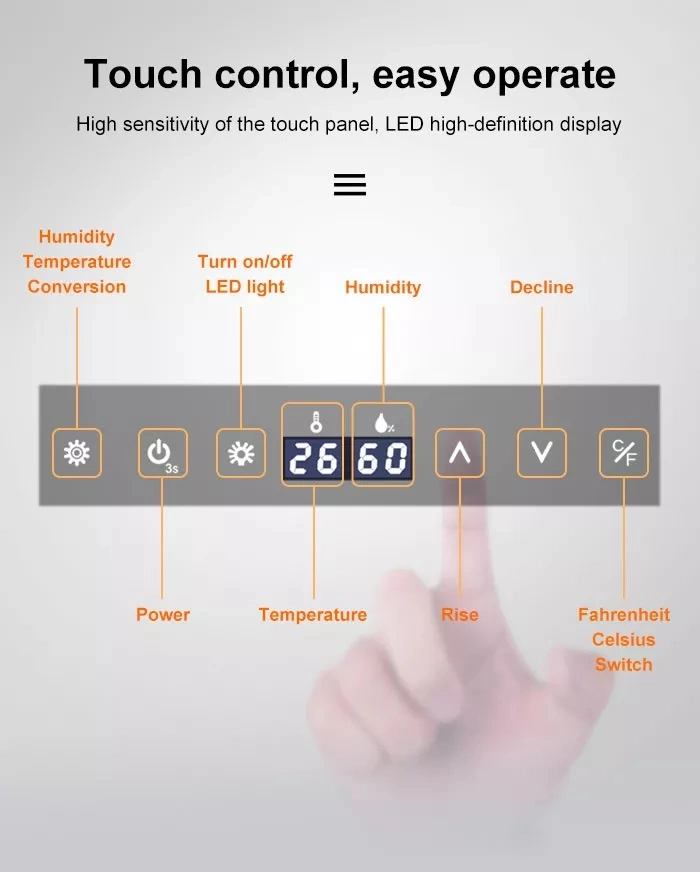 Humidity Control System Inverter Compressor Display Cigar Cabinet