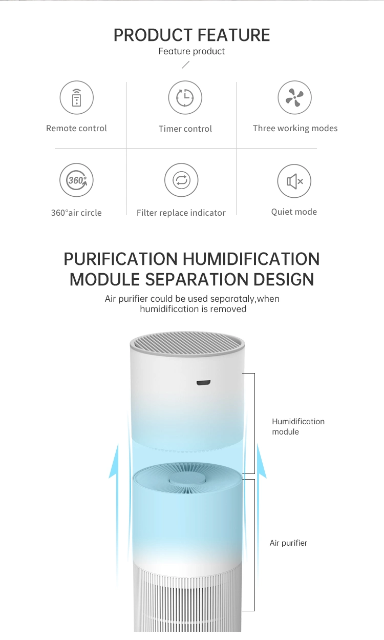 High Quality Smart Intelligent Humificador Easy Home Air Purifier and Humidifier in One