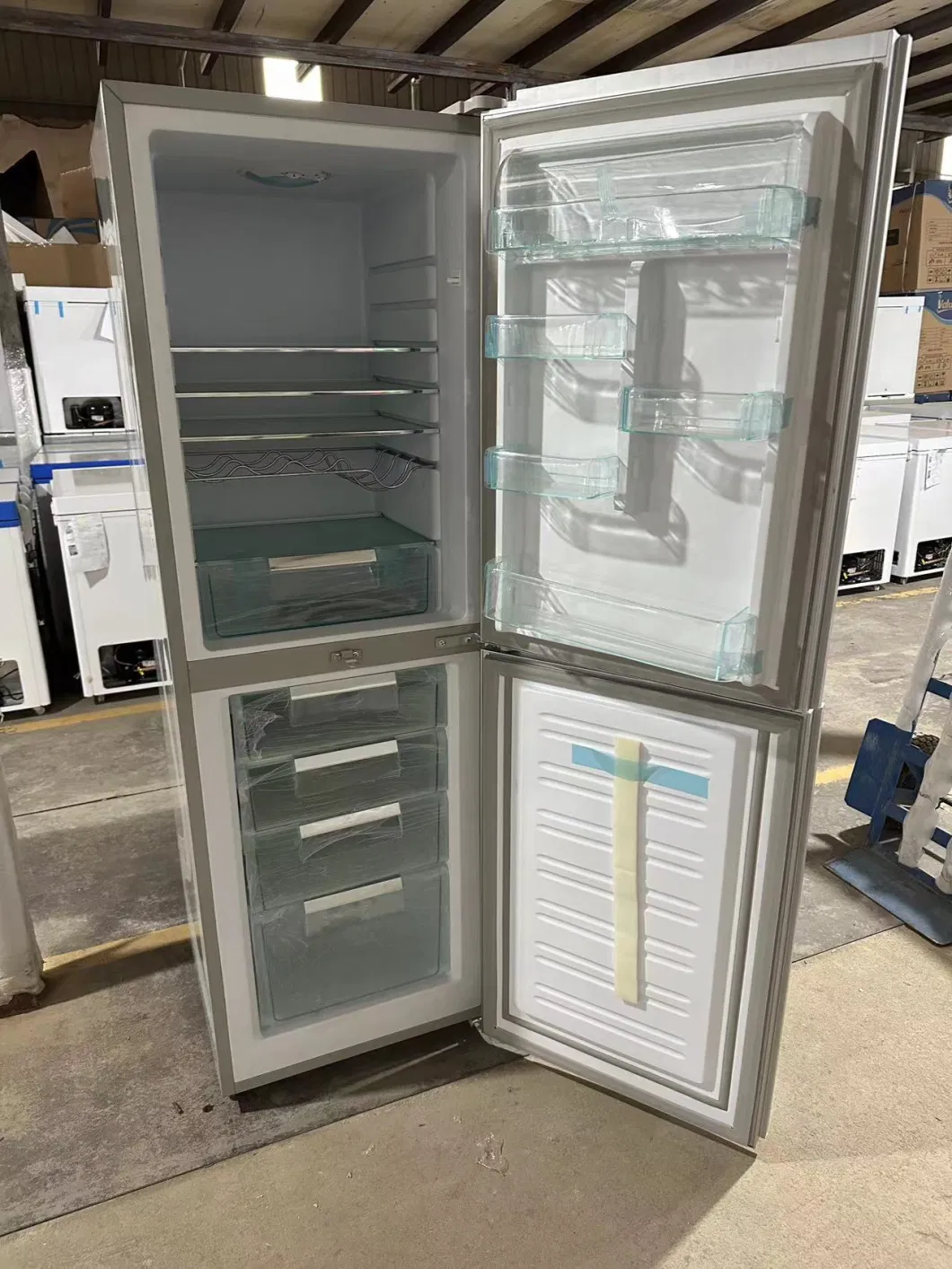 DC 12V Double Glass Door Bottom 270 Liters Solar Refrigerator Fridge