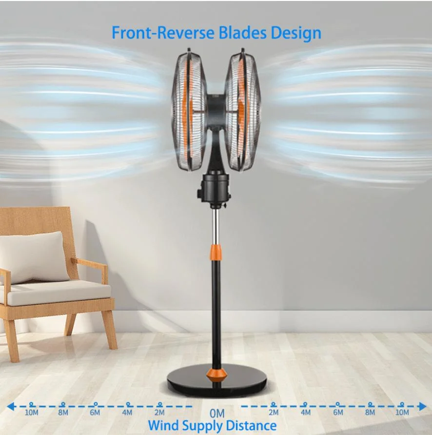 Outdoor Pedestal Oscillating Stand Fan with 2 Sides and 2 Blades.