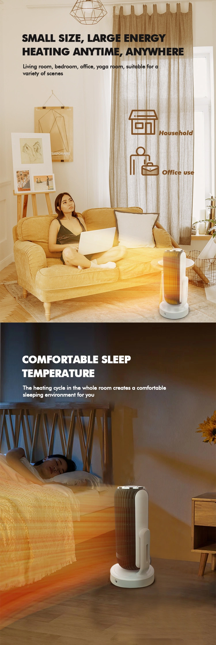 Desktop Space Heater Electrical Fireplace Mini Room Electric Fan Heating