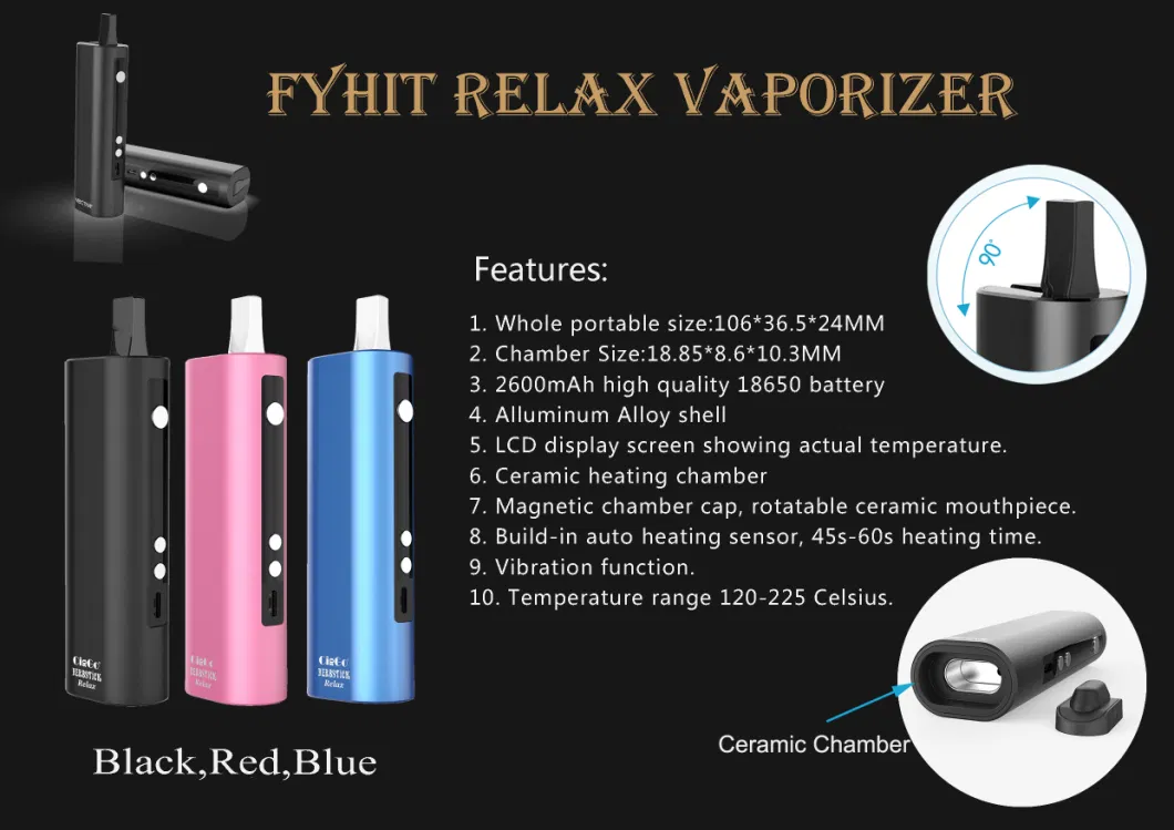 Top Selling 2200mAh Battery Herbstick Dry Herbal Heating No Burn Starter Kit Healthcare Herb Pen Vaping Device