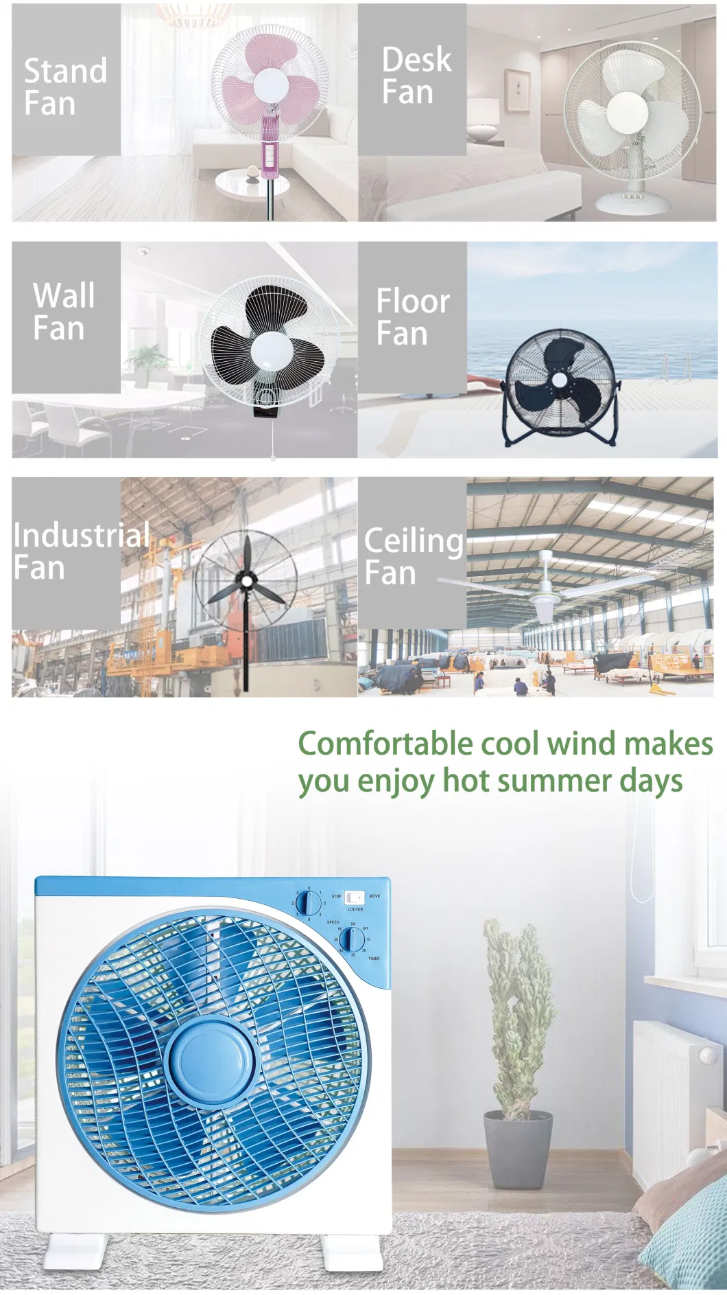 Box Fan 12&prime;&prime; with 3 Speeds, Rotatable Grill Desk Fan, Quiet Operation Fast Cooling Fan with 120 Min Timer
