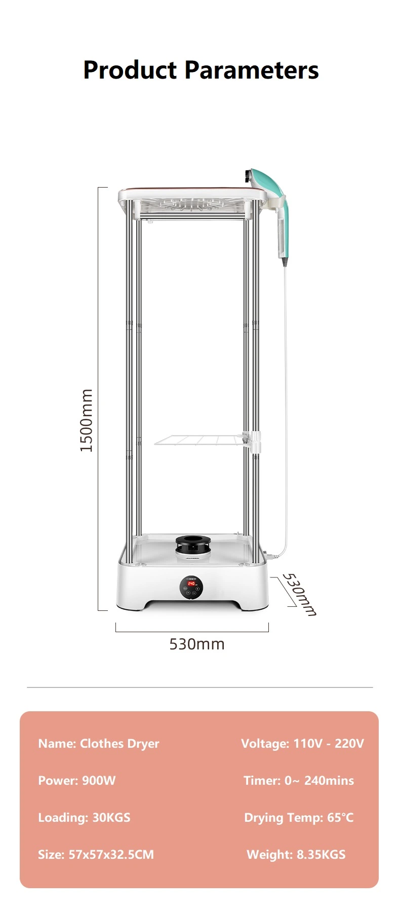 New Folding Clothes Dryer Smart and Simply Operate Electric Clothes Dryer with Ironer