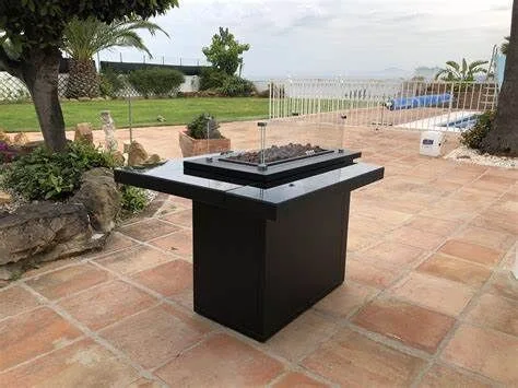 Movable Outdoor Patio Heater with Adjustable Flame with Glass View for Garden Use