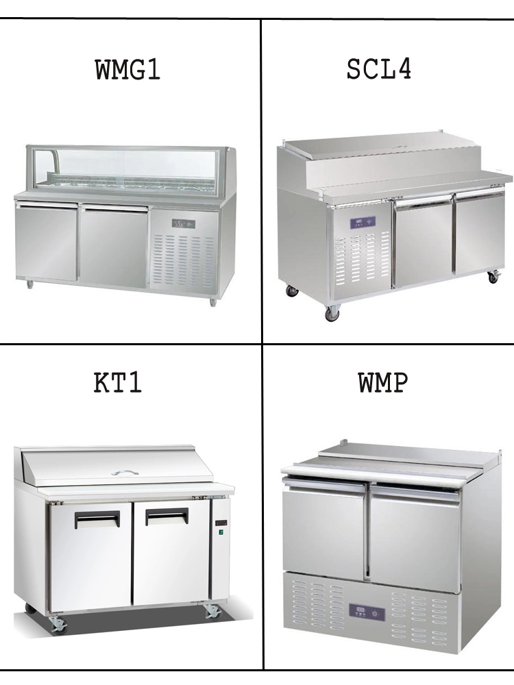 Cheering Three Door Stainless Steel Pizza Display Counter Workbench Table Refrigerator