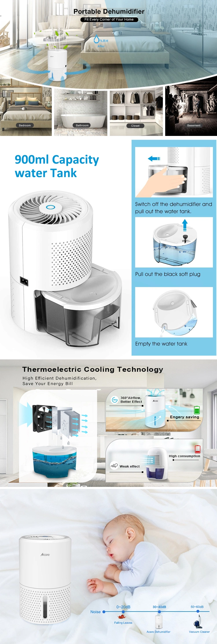 Air Dryer Whole House Small Portable Dehumidify Home Dehumidifier