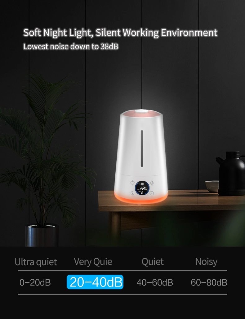 Comfortable Allergy Relief Cool Mist Smart Ultrasonic Humidifier with Humidity Control and Ceramic Filter