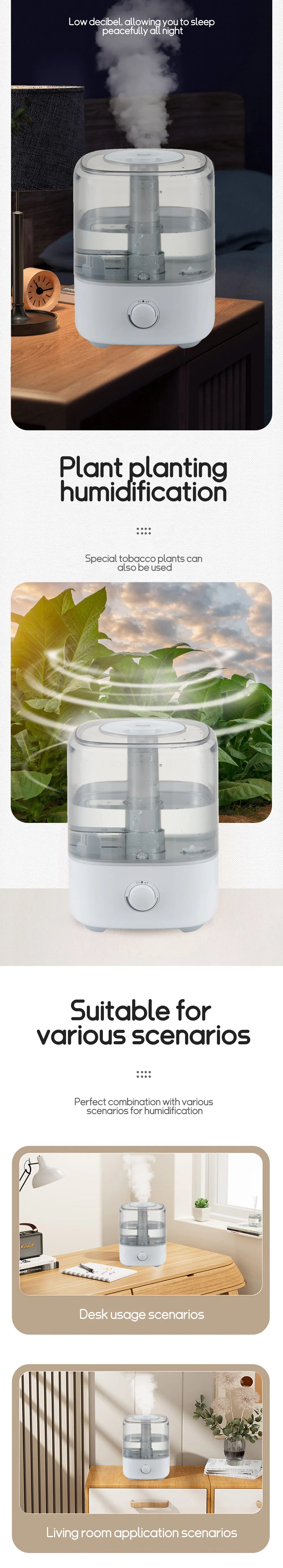 Desktop LED Home Room Aroma Cool Mist Essential Oil Diffuser H2O Ultrasonic Air Humidifier