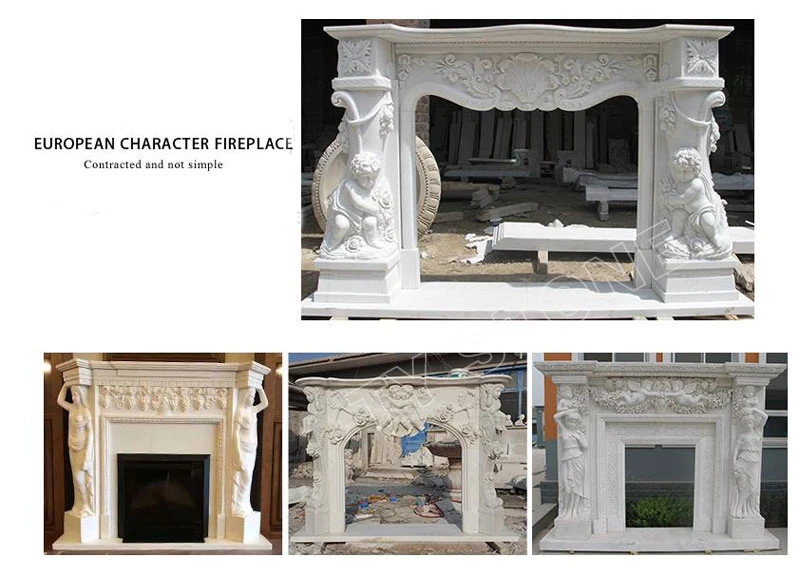 Marble Fireplace Mantel Modern Design for Living Room